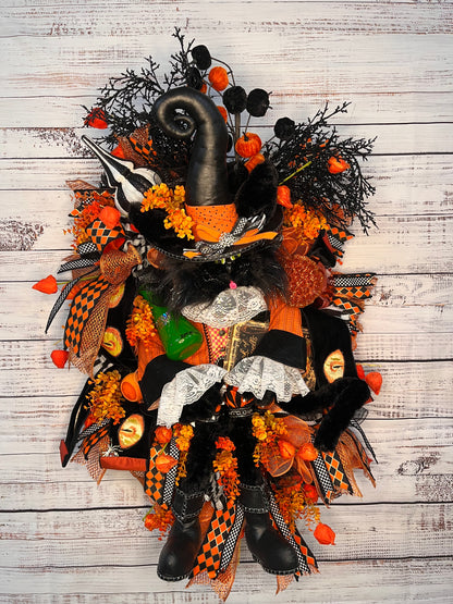 The Witch’s Familiar Black Cat Wreath | Luxury Halloween & Fall Door Wreath