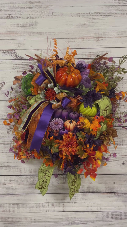 Enchanted Harvest Pumpkin Wreath | Luxury Fall Moss Wreath
