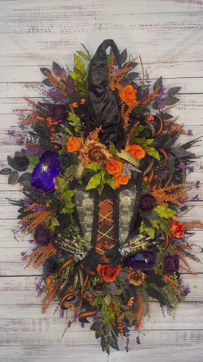 Bewitching Elegance Witch Wreath | Luxury Halloween Corset Door Hanger